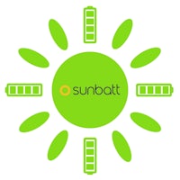the sunbatt logo with a green sun in the middle